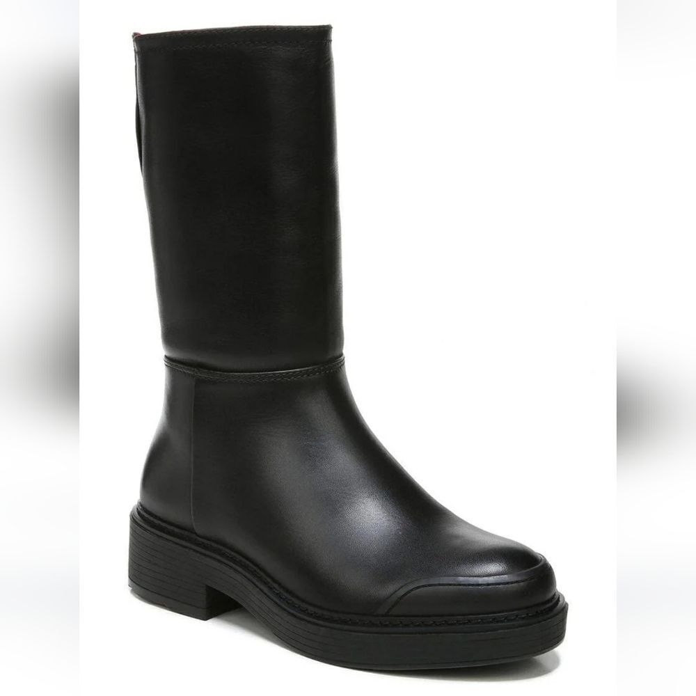 New FRANCO SARTO Kelsi Mid Shaft Calf Boots Black dark ENGLISH GREEN Leather 7.5